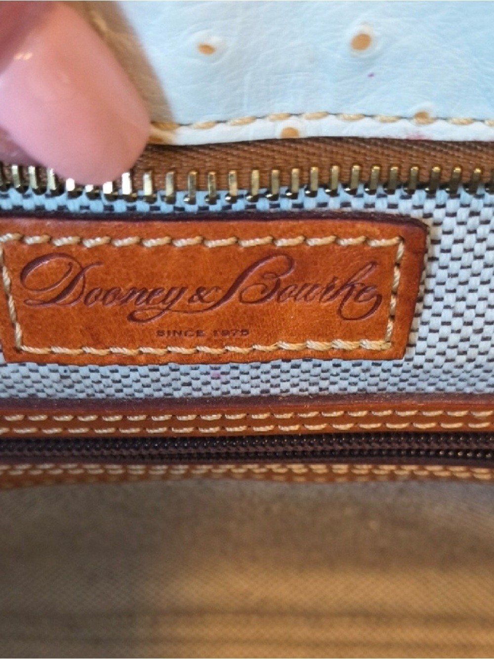 ★ Dooney & Bourke Ostrich Lexington Tote Bone Brown Leather Shoulder Bag - Picture 6 of 12